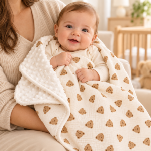 Manta doble capa para bebé 100 × 100 cm con estampados infantiles