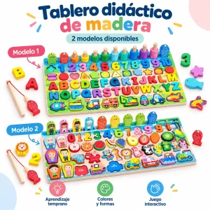 Juego Educativo de Madera con Letras y Personajes | Aprendizaje Infantil