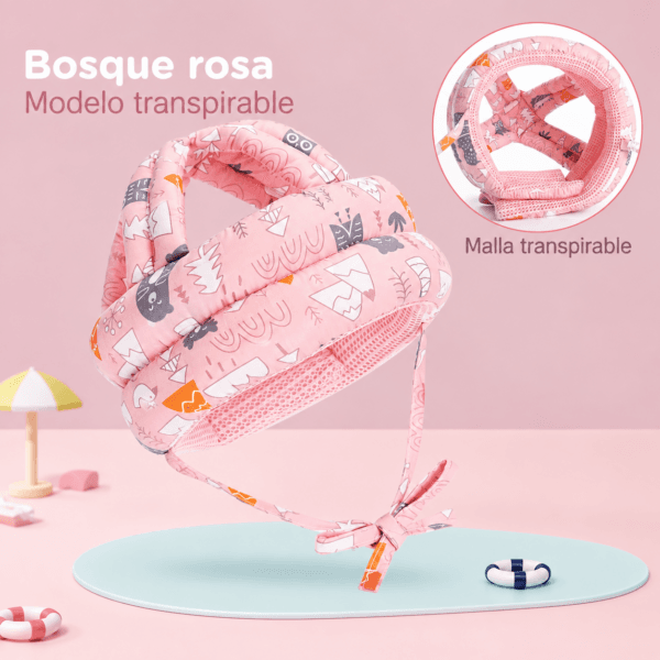 Casco protector antigolpes para bebé color rosado