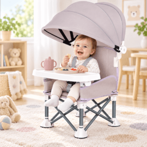 Silla de Comer Plegable para Bebé con Toldo | Ideal para Camping y Verano