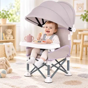 Silla de Comer Plegable para Bebé con Toldo | Ideal para Camping y Verano