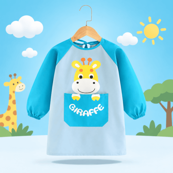 Delantal escolar impermeable de manga larga con jirafa