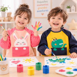 Delantal Escolar Impermeable Infantil de Manga Larga | Comidas y Manualidades