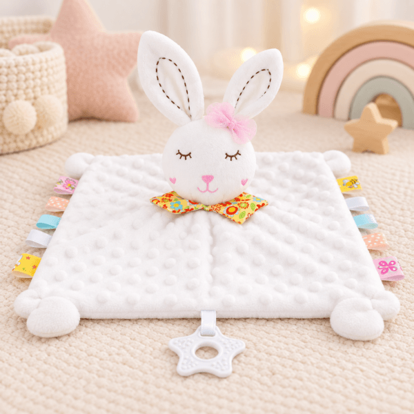 Peluche de apego sensorial para bebé con conejo