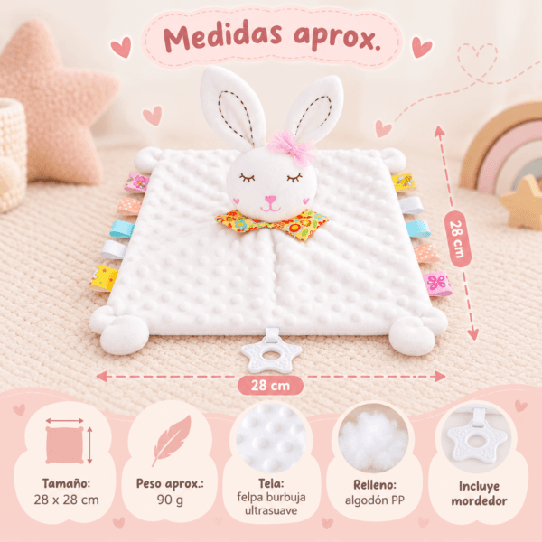 Peluche de apego sensorial para bebé con conejo