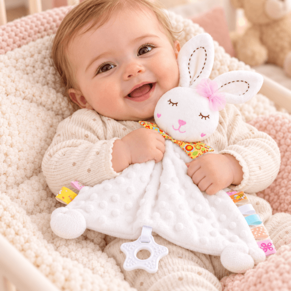 Peluche de apego sensorial para bebé con conejo