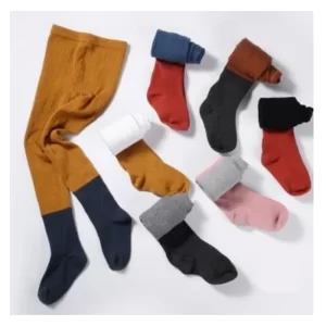 Pantys tejidas bicolor con pie